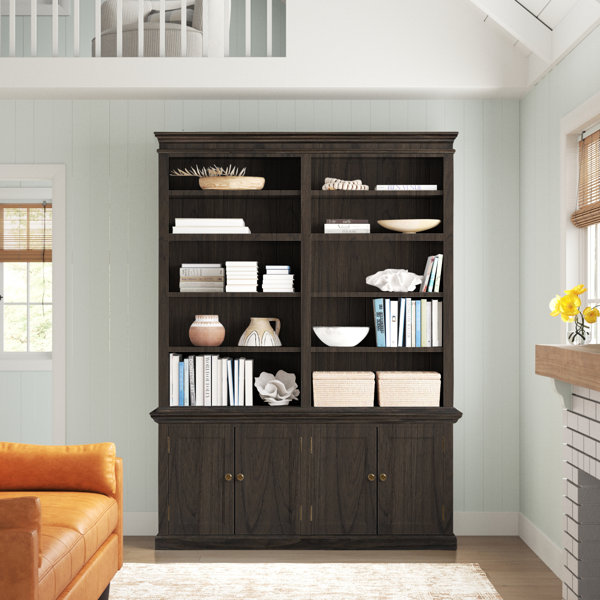 Gracie Oaks Jakel 86.61'' H x 65'' W Solid Wood Library Bookcase & Reviews Wayfair